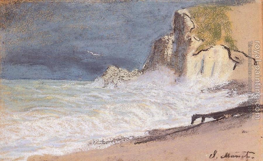 Claude Oscar Monet : Etretat, Amont Cliff, Rough Weather